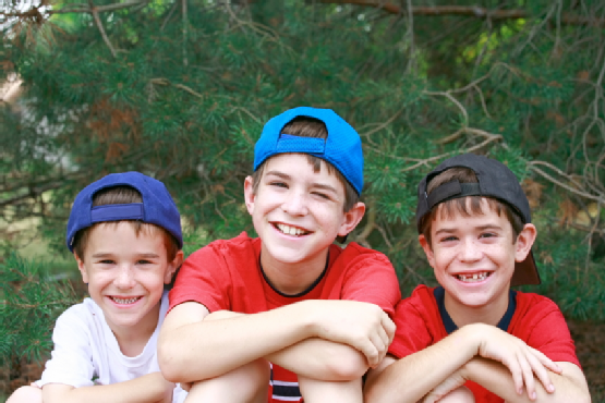 Three Boys in Baseball Hats