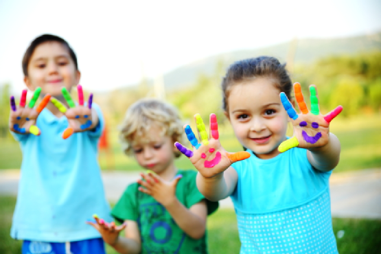 Children Showing Their Painted Hands